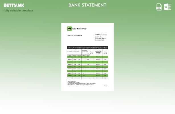 модерен стил Куба Банко Метрополитано банка доказ за адреса шаблон за извод од б